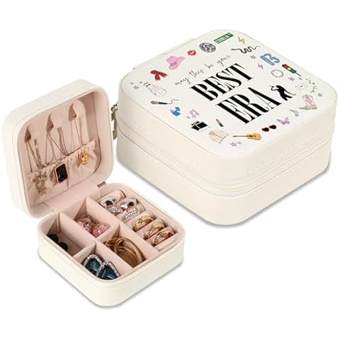GIFTSFARM Jewelry Box, Small Jewelry Case for Taylor Fans, Taylor Gifts Merch, Portable Jewelry Case with Best Era for Bracelet, Necklace, Ring, Earring Organizer Holder Storage Boxes Cover