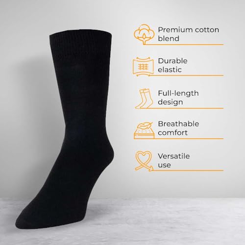 ZIBELL Men's Formal Dress Cotton Blend Solid Color Crew Full Length Lightweight Reusable Washable Casual Wear Business Socks2