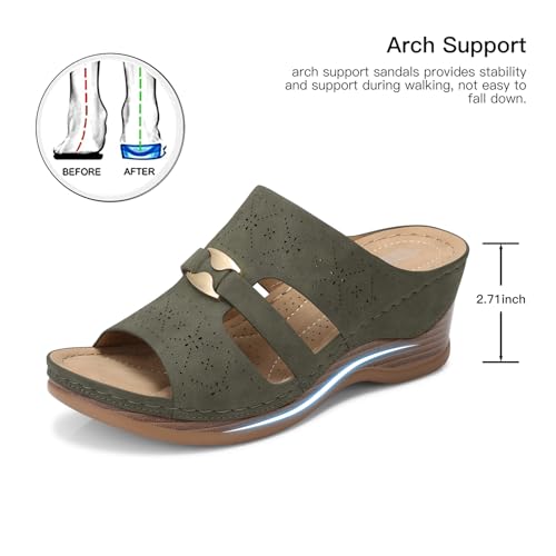 Image of SHIBEVER Wedge Sandals for Women Dressy: Comfortable Slip On Summer Sandal