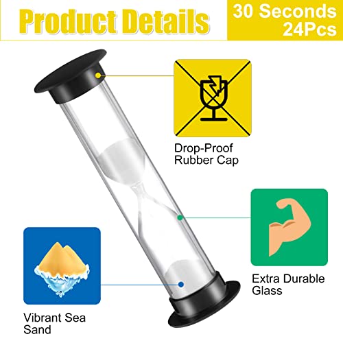24 Pcs 30S Sand Timer Kids Timer 30S Timer For Classroom Acrylic Covered Hourglass Clock Toothbrush Sand Timer For School #TOP2
