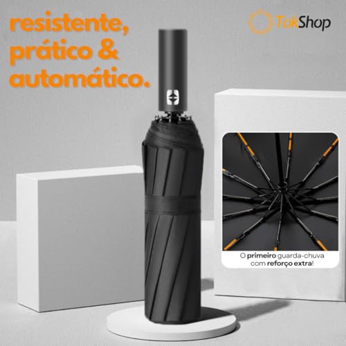 Guarda Chuva Duplo Abre Fecha Automático Reforçado 12 Hastes Tokshop (Preto)