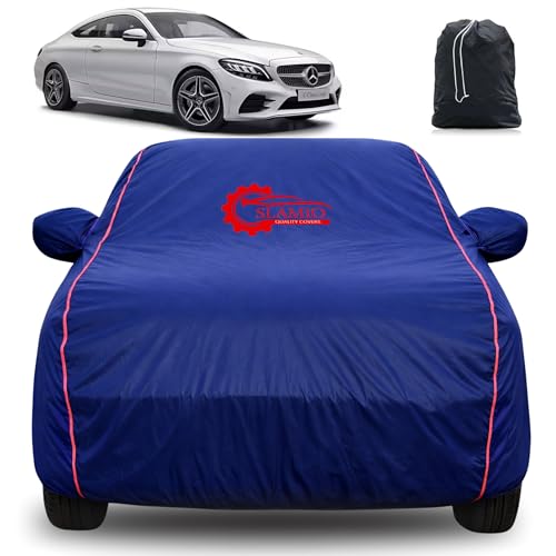 Image of 100% Waterproof Car Cover for Mercedes C Class | All-Weather, Dustproof & UV Protection | Heavy-Duty 3-Layer Fabric | Custom Fit with Mirror & Antenna Pocket | Navy Blue