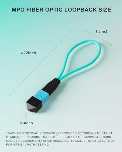 Image of VANDESAI MPO to MPO Fiber Optic Loopback Test Cable, MTP /MPO 12-Fiber Loopback Tester Cable, 50 /125 Type B MPO Female Connector for High-Speed Network Link Testing (MPO Fiber Optic Loopback)