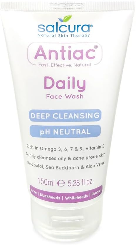 Salcura Natural Skin Therapy, Antiac Daily Face Wash, Effective Daily Cleansing For Skin Prone To Acne & Blemishing, Leave Your Skin Soft, Supple & Cleansed, No Nasties 150ml