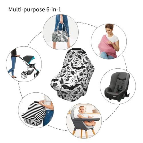 Image of Goth Halloween Bat Gothic Baby Stuff Car Seat Cover for Baby,Mom Nursing Breastfeeding Covers,Multi-Use Car Seat Canopy Carrier Cover,Stroller Cover Newborn Shower Gift for Boys Girls