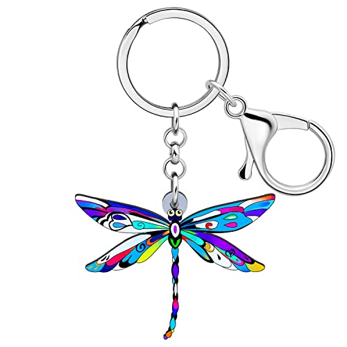 WEVENI Cute Dragonfly Gifts for Women Girls Acrylic Dragonfly Keychain Insect Keyring Pendant Charms Purse Wallet Accessories (Dragonfly A)