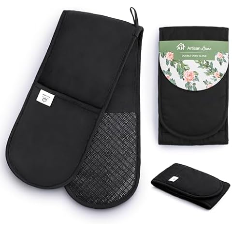 AH Artisan Home Black Double Oven Gloves Cover
