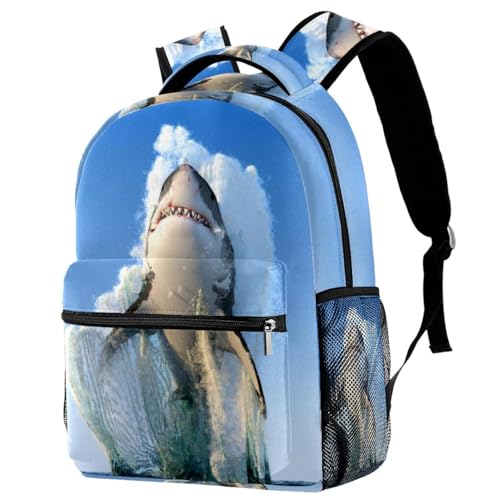 Sac à dos d'école multicolore requin saut, cadeau ado idéal
