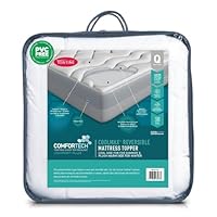 Tontine Reversible Coolmax Quilted Mattress Topper, Queen – Cooling Summer Side with Moisture-Wicking Fabric & Warm Winter Side – Soft Ultrafibre Polyester Fill – 50cm Fitted Skirt – Machine Washable