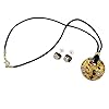 Glass Of Venice Murano Glass Venetian Reflections Round Necklace and Earrings Set - Topaz Gold #3