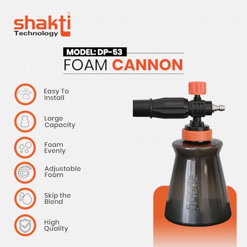 Image of Shakti Technology DP-53 Foam Cannon 1 Litre - High Foam Spray Bottle with Adjustable Nozzle for Pressure Washer | Car Wash, Bike Wash & Home Cleaning