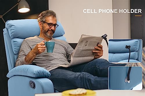 Cooexult Rocker Swivel Recliner Chair, Rocking Recliner Chair Made Of Microfiber Technical Fabric, Modern Small Rocking Swivel Recliner Chair For Bedroom, Living Room, Rv - Blue #TOP5