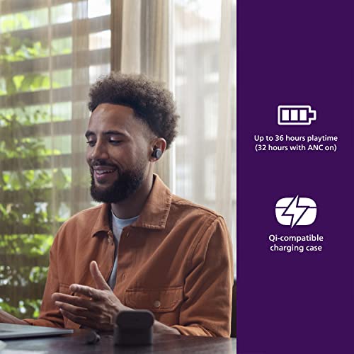 Image of Philips T8506 True Wireless Headphones with Noise Canceling Pro (ANC), Wind Noise Reduction & Bluetooth Multipoint Connectivity, Black | Noise Canceling Pro Anc, Wind-Noise Reduction, Bluetooth 5.2 Multipoint, 13mm Drivers, IPX4