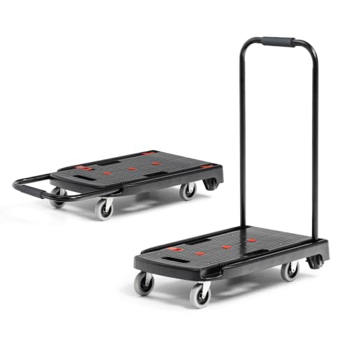 Image of Corvids 100kg Folding Platform Trolley | 2-Year Warranty | Portable Plastic Hand Truck | 360 Swivel Wheels | Heavy Duty Utility Cart for Home, Office, Hotels & Outdoor Use