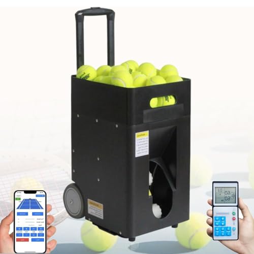 Lanciatore automatico per palline da tennis, con capacità di 50 palline, angolo regolabile, velocità e rotazione, per principianti e giocatori intermedi