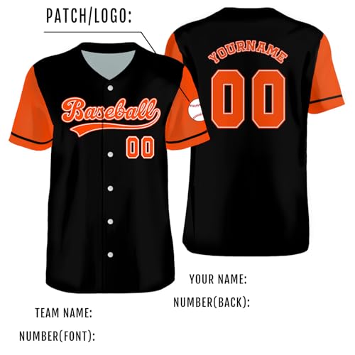 Black/Crimson Camisa de Béisbol Abotonada para Hombre | Personalizada con Nombre y Número miniatura 5