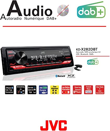 JVC, Autoradio Bluetooth KD-X282DBT, Digital Media Receiver con DAB+, Chiamate in Viva Voce e Streaming Audio con App JVC, Display LCS, AUX frontale e USB Retroilluminata, Nero - 7
