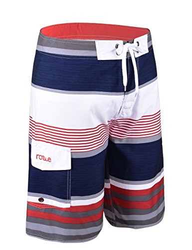 Nonwe Men's Quick Dry Swim Trunks Colorful Stripe Beach Shorts with Mesh Lining2