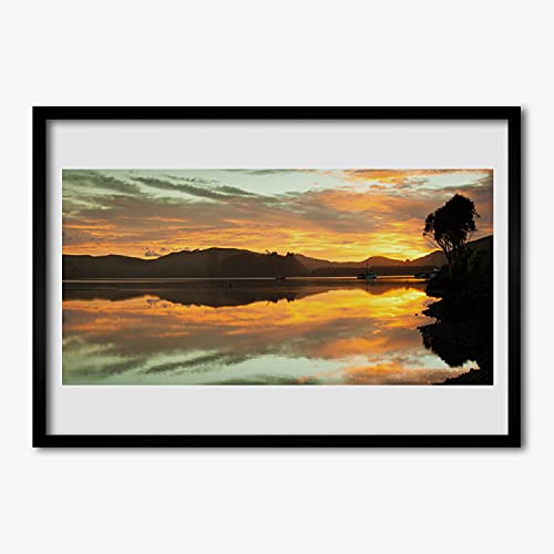 Tulup affiche encadrée haut de gamme 70x50 cm décor de montagne épuré