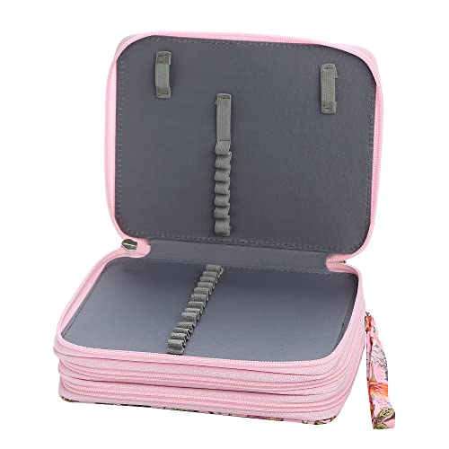 Image of 72 Slots Pencil Case Organizer w /Removal Handle Strap | 3-Layer Zipped Pencils Box Large for Colored Pencils Watercolor Pencils for Office and Travel for Artist