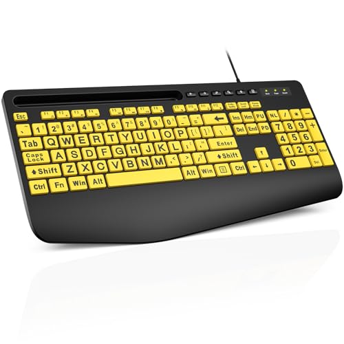 SABLUTE Large Print Computer Keyboards, Wired USB High Contrast with
