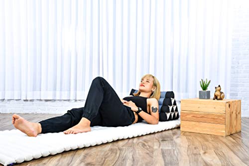 Image of Leewadee Triangle Cushion - Comfortable Backrest for TV or Reading, Incline Pillow for Relaxing Made of Kapok, 20 x 13 x 13 inches, Blue