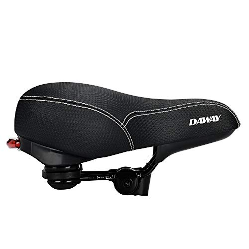 Daway Comfortable Men Women Bike Seat - C99 Soft Memory Foam Padded Wide Leather Bicycle Saddle Cushion With Taillight, Waterproof, Dual Spring Suspension, Shock Absorbing, Universal #TOP7