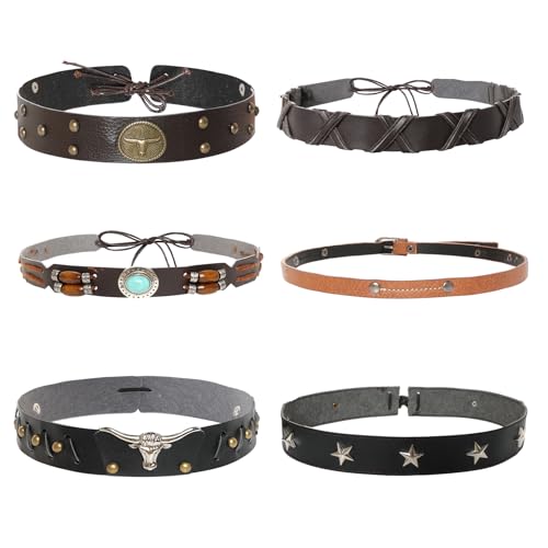 lyy-biuty 6Pcs Cowboy Hat Bands for Women Men Western Hat Band Cowboy Cowgirl Accessories for Daily Party Gift