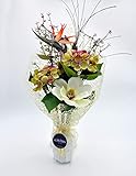 Para nicho cementerio Ramo de Flores Cementerio con hortensias Bicolor, Strelitzia y Magnolia Blanca Artificiales, Ramo de Flores Artificiales Cementerio