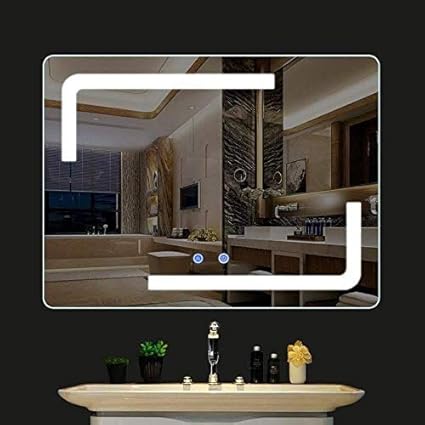 Venetian Image Decorative Mirror White 6000k Led Lights Rectangle Wall Mounted Vanity Bathroom Mirror with Feather Touch Sensor | 58x70 CM |