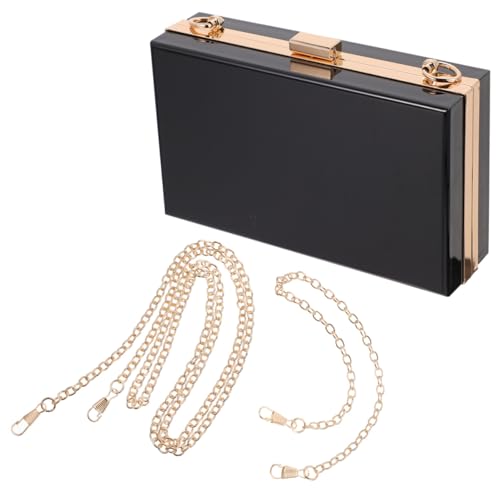 Bourse de soirée géométrique pour femme petit carré acrylique noir avec sac bandoulière