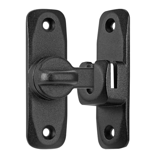 Image of INIRET Matte Black 90 /180 Degree Barn Door Latches, Zinc Alloy Right Angle Gate Lock, Flip Door Latch Hardware, Security Sliding Door Lock for Cabinets, Bathroom, Barn Door