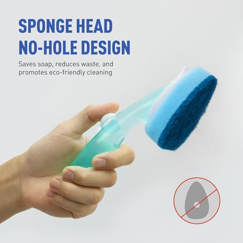 Semiale Non Scratch Dishwand Refills Sponge Heads, Heavy Duty Scrub Brush Sponges, Soap Dispensing Scrubbers, Common Compatible Dish Wand Refill Head Replacements for Kitchen Sink Dishwashing Cleaning