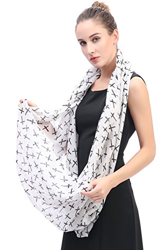 Lina & Lily Cross Print Women's Infinity Scarf Lightweight4