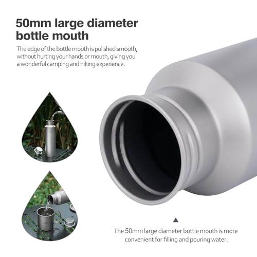iBasingo 400ml Titanium Water Bottle, Ultralight Single Layer Cycling Drinking Flask, Leak-Proof, Wide Mouth for Outdoor Camping Sport Hiking Picnic Climbing Running Backpacking, Non-coating Ti3251D - Image 3