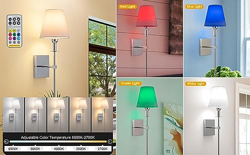 Tumgog Set Of 2 Wall Sconce Battery Operated Wall Light,Battery Powered Non-Hardwired Fixtures，With Remote Control Dimmable Bulb（Included Bulb） (Color : Chrome) #TOP7