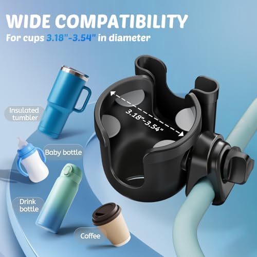 Cup Holder for Walker: Stroller Cup Holder Attachment with Phone Holder — view 2