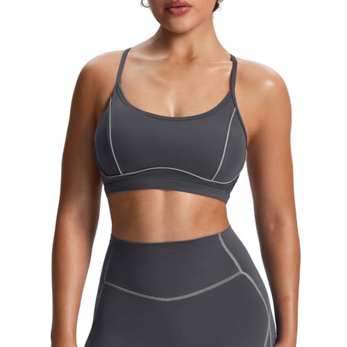Image of Aoxjox Lexi Lined Sports Bra | color blocking, adjustable straps, women's workout fitness training gym yoga crop tank, moisture-wicking