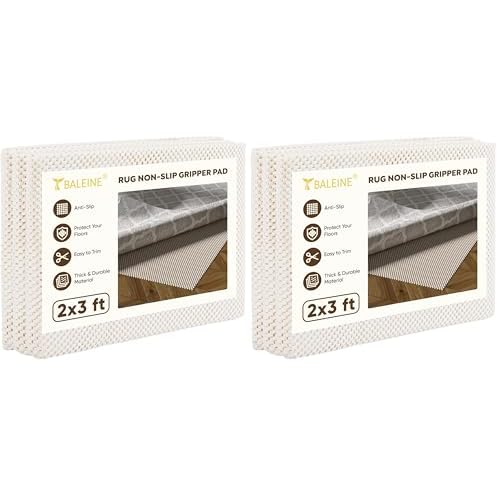 BALEINE Non Slip Rug Pad Rug Gripper for Hardwood Floors, Extra Thick Non Slip Mat Under Carpet (2'x3')