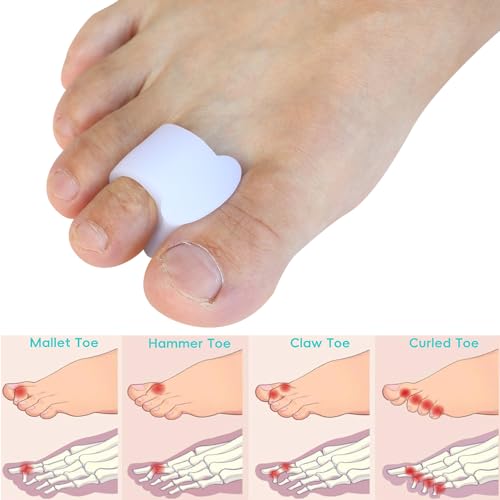 Pesalmon Pacote com 12 talas de gel para dedo do pé de martelo alinhadas dobradas, curvadas, tortas,