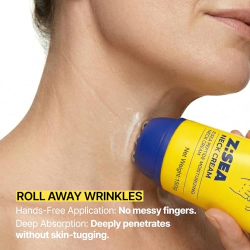 Z:SEA Neck Firming Cream with Roller, Tightening and Lifting Neck & Chest Cream for Crepey Skin, Anti Aging Wrinkle Moisturizer, 5.29 Oz