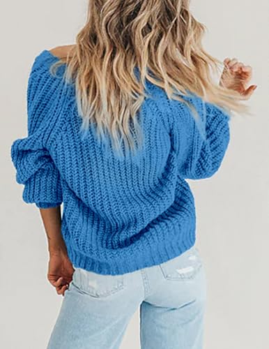 Image of Zeagoo Women's 2026 Fall Chunky Knit Cardigans Open Front Long Sleeve V Neck Button Loose Cardigan Sweaters