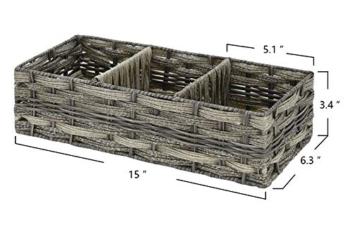 Toilet Paper Storage Basket With 3 Section,Toilet Paper Holder With Storage，Woven Plastic Wicker Basket With Divider For Organizing, Rustic Farmhouse Bathroom Decor, Countertop Organizer Storage #TOP1