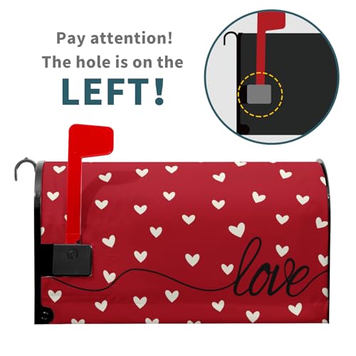 Image of Valentines Day Mailbox Cover Magnetic Red Love Hearts Romantic Mailbox Wrap Post Cover Standard Size 25.5x21 Inch for Garden Yard Outdoor Outside Patio Wedding Anniversary Holiday Decor