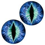 YUPIKJI 2PCS Beast Eyes Head Light Decals, Car Demon Eyes Head Light Stickers, 3D Stereo Car Round Eyes Body Bumper Light Decal, Car Decor Sticker Accessories Compatible with Jeep Wrangler (Blue)
