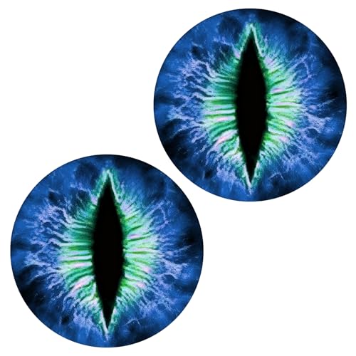 YUPIKJI 2PCS Beast Eyes Head Light Decals, Car Demon Eyes Head Light Stickers, 3D Stereo Car Round Eyes Body Bumper Light Decal, Car Decor Sticker Accessories Compatible with Jeep Wrangler (Blue)