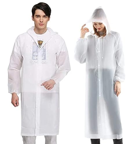 YANKUIRUI 2 Stück Regenjacken Wiederverwendbar Regenponcho, Unisex Eva Regenmantel Poncho Regenbekleidung Regenschutz Regen Zubehör für Wandern Camping Radfahren Reisen Cover