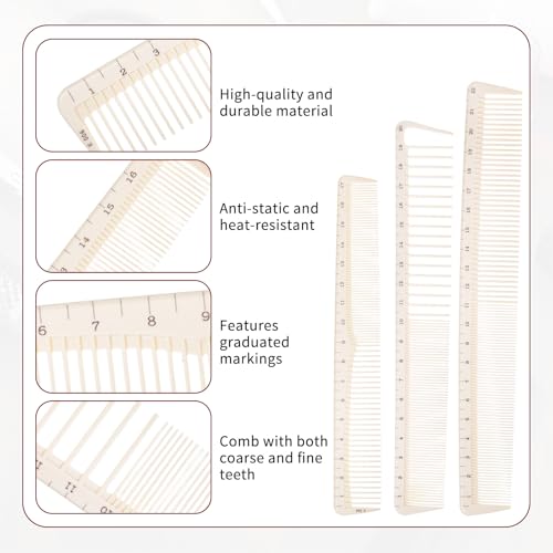 3 Peines para Corte de Cabello con Regla, Set Profesional miniatura 3