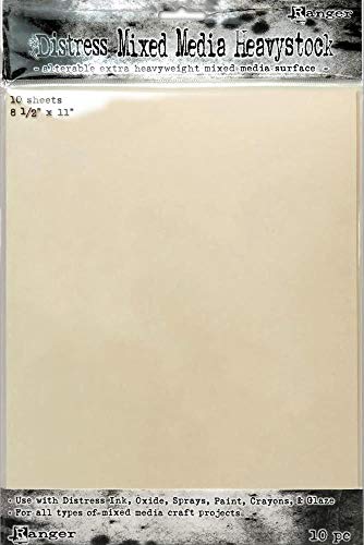 Tim Holtz Distress White, Kraft and Mixed Media Heavystock, 8 1/2x 11, Perfect for Use with Distress Ink, Oxide, Sprays, Paints, Crayons, Glaze & More, Bundle of 3 Packages, 10 Sheets Each, 30 Sheets