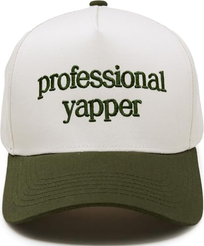 Two Tone Vintage Snapback Hat - Professional Yapper - Olive/Beige